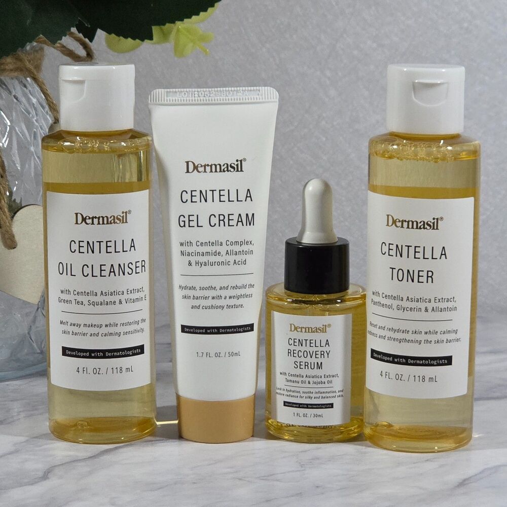 Dermasil Centella 4-Piece Skincare Set Oil Cleanser Toner Serum Gel Cream